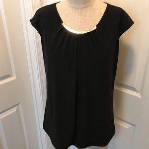 WHBM black knit shell with silver hardware
